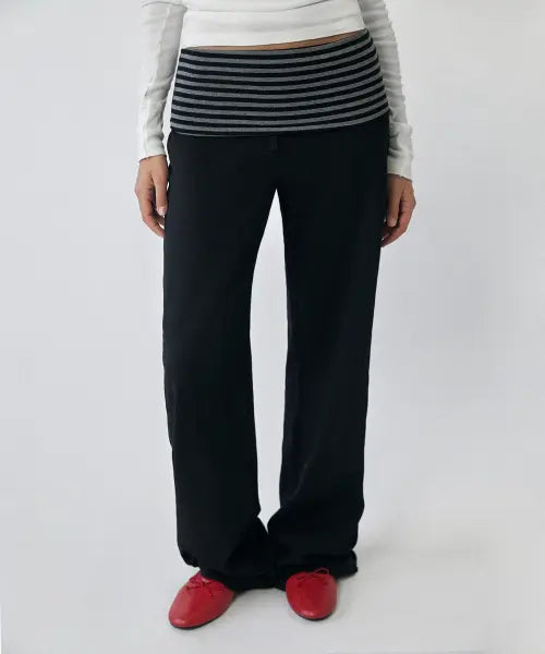 [SUADE] LAYERED LONG PANTS [BLACK]
