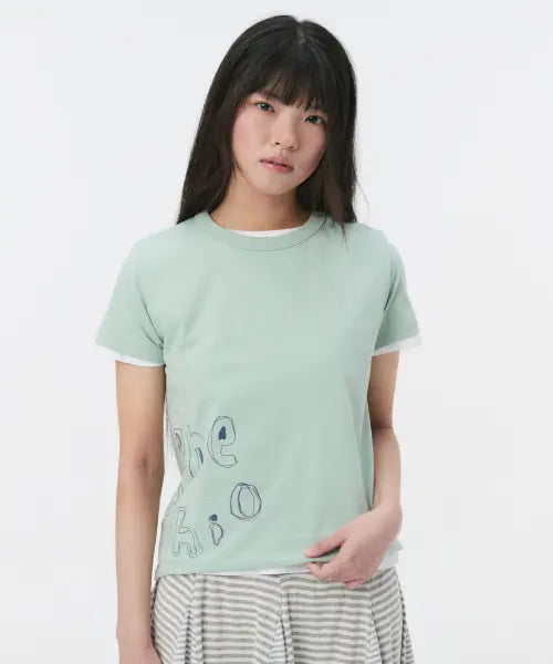 [OHESHIO] CRAYON LOGO GRAPHIC T-SHIRT, MINT