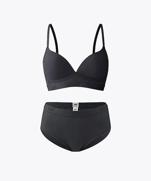 [LEE BODYWEAR] Lux Silky Touch Non-Wire Bra Brief Set - Grey / 럭스 실키 터치 노와이어 브라 헴 브리프 세트_그레이