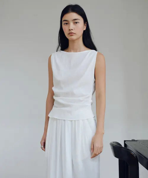 [URAGO] Luna boat shirring sleeveless