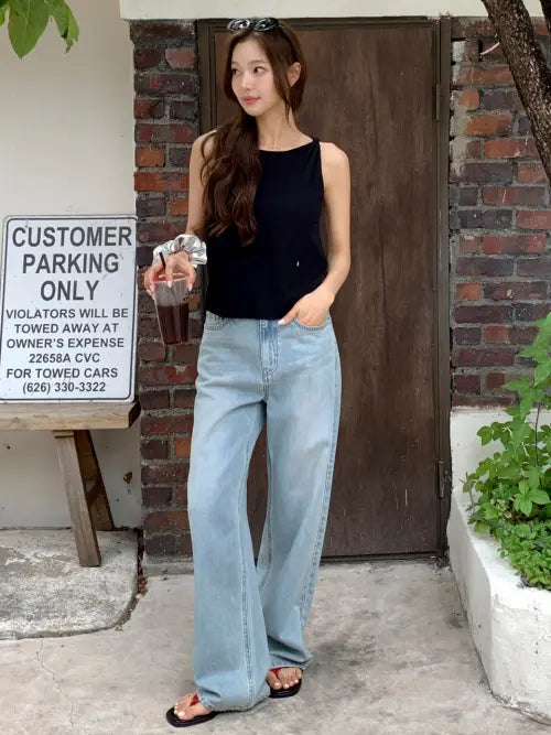 [ATCORNER] Semi Wide fit Linen Denim Pants Light Blue Light Blue AT6PAB029LL / 세미 와이드핏 린넨 데님 팬츠 라이트 블루 AT6PAB029LL