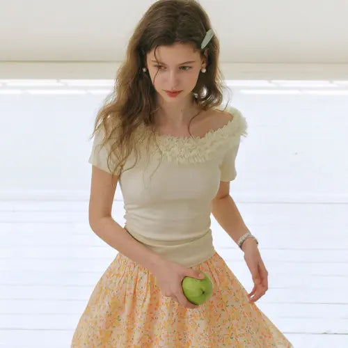 [CEST MOIDEW] Cest_Mesh two-way cropped top_YELLOW