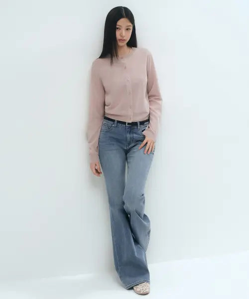 [MUSINSA STANDARD WOMAN] Women's Sheer Round Neck Cardigan [Indian Pink] / 우먼즈 시어 라운드 넥 가디건 [인디언 핑크]