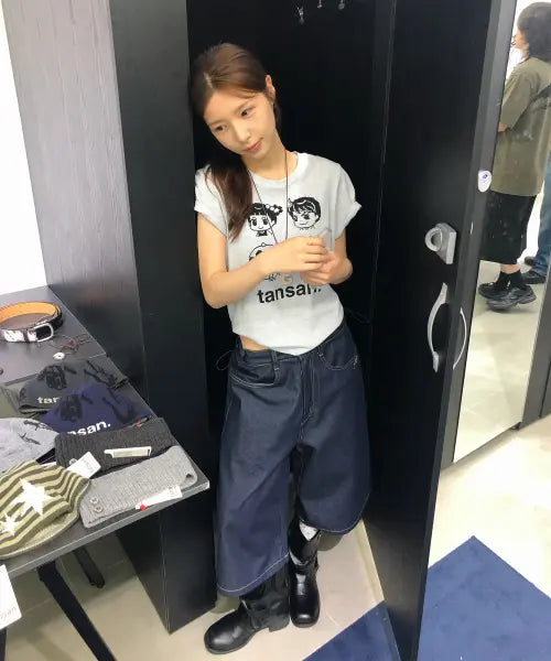 [TANSANMAGNESIUM] Annyeong Jadu X Tinsan Friends Pixel T-Shirt (Sky Blue) / 안녕자두야X탄산 프렌즈 픽셀 티셔츠 (스카이블루)