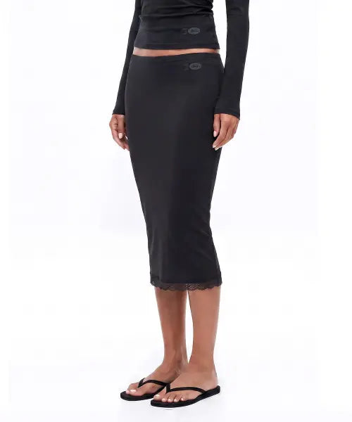 [BADBLOOD] Everyday Lace Midi Skirt - Black