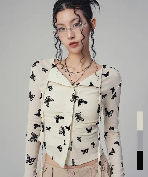 [AVANDRESS] Nina Butterfly Slub Cardigan_3Colors / 니나 나비 슬라브 가디건_3Colors