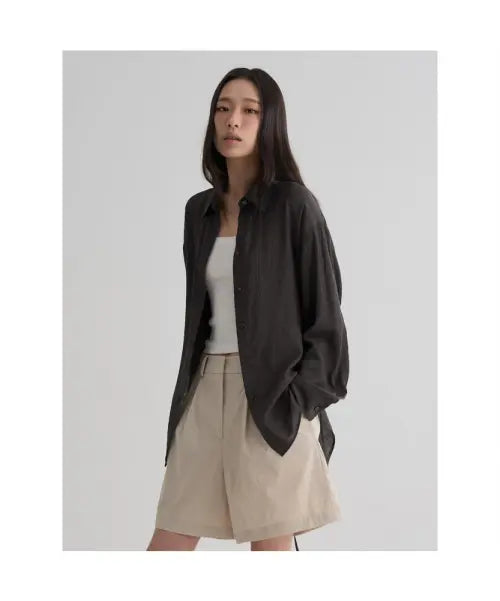 [8SECONDS] All Day Crease Loose Fit Shirt - Brown / [올데이 크리즈] 루즈핏 셔츠  브라운