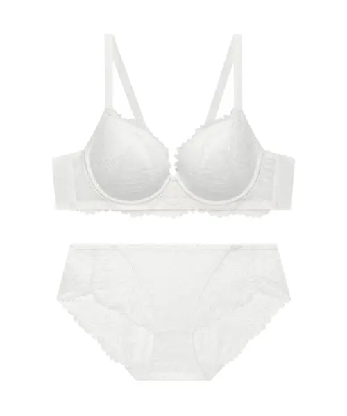[CODES COMBINE INNERWEAR] Blanc Glow Lace Air Volume Bra Panty Set / 블랑 글로우 레이스 에어볼륨 브라 팬티 세트