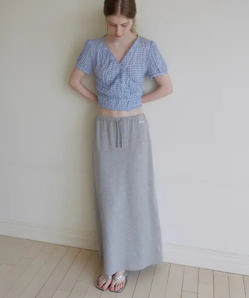 [KNOWNBETTER] String maxi skirt [KNSS08SK03]_Melange gray