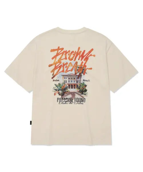 [BROWNBREATH] TROPICAL CRUSH TAG TEE - OATMEAL