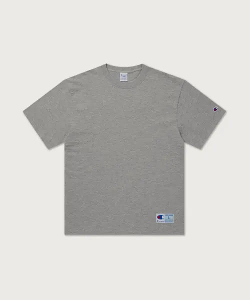 [CHAMPION] Slub Jogger Patch Short Sleeve T-shirt Grey / 슬럽 조그택 반팔 티셔츠 Grey