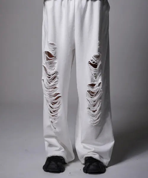 [FADERMENT] Class Damage Scratch Sweatpants (Ivory) / 클래스 데미지 스크래치 스웨트 팬츠(Ivory)