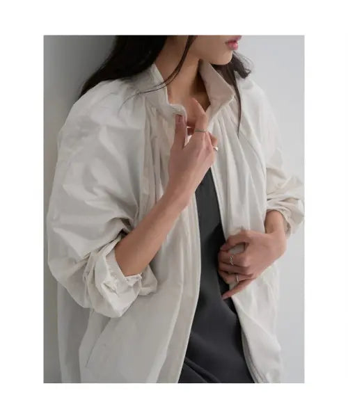 [8SECONDS] High Neck Shirring Jumper - Ivory / 하이넥 셔링 점퍼  아이보리