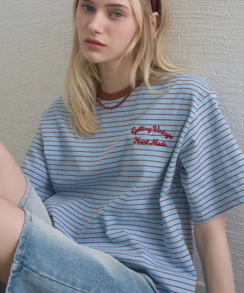 [HAINT] HAINT STRIPE CONTRAST NECK T SHIRT 2COL_LIGHT BLUE