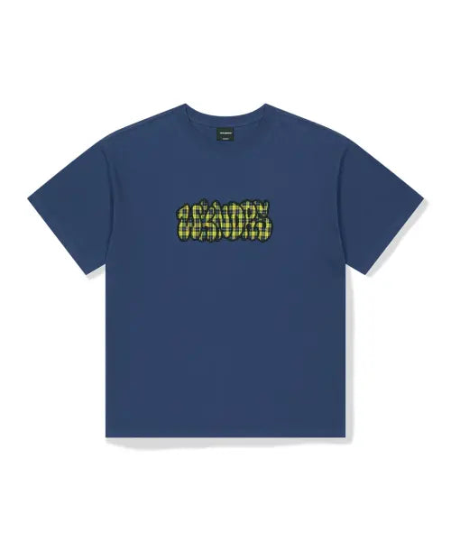 [WKNDRS] PLAID BUBBLE T-SHIRT (NAVY)