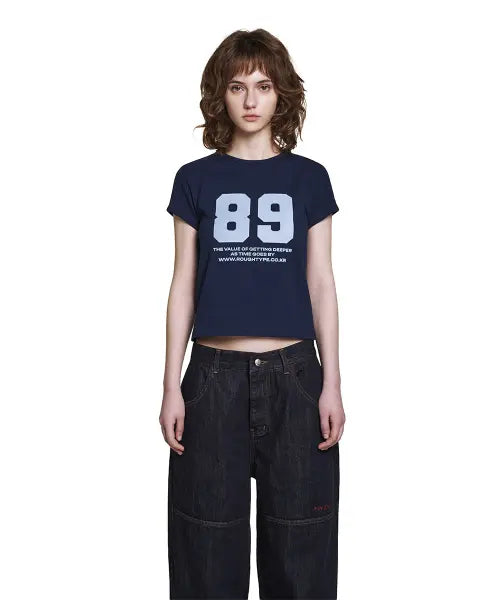 [ROUGHTYPE] 89 Crop Short-sleeved Shirt - Navy