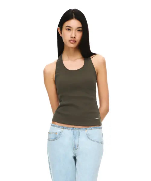 [VERISH] Cotton Ribbed Halterneck Bralette / 코튼 립 홀터넥 브라탑