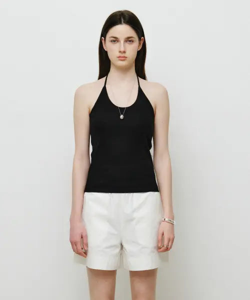 [MONGDOL] Cap-Integrated Halter Neck Sleeveless MDTS091_4 Colors / 캡 내장 홀터넥 슬리브리스 MDTS091_4 Colors