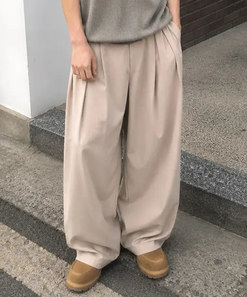 [MOZMOZ] Comfort Summer Wide Pants Beige / 컴포트 썸머 와이드 팬츠 베이지