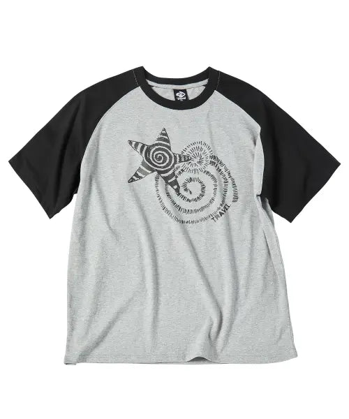 [TRAVEL] STAR HELIX RAGLAN OVER FIT TEE GRAY / 스타 헬릭스 래글런 반팔티 그레이