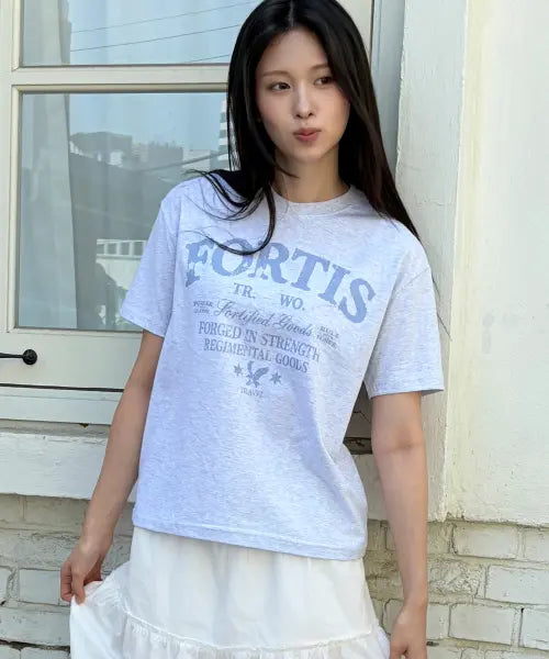 [TRAVEL] FORTIS CROP TEE HEATHER GRAY / 포티스 크롭 반팔티 헤더 그레이