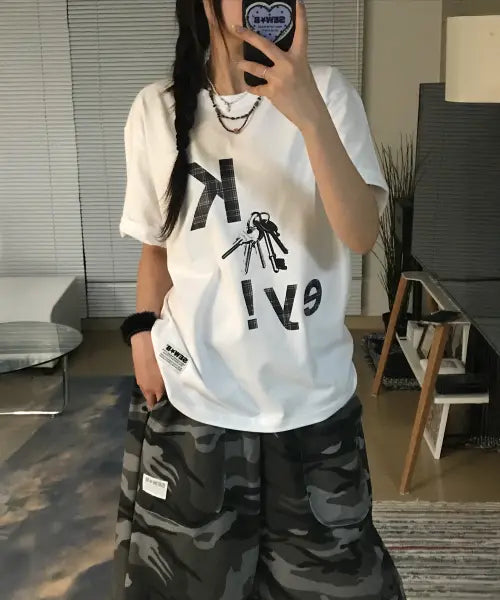 [SEW-B] KEY! Oversized Short-Sleeve T-Shirt / KEY! 오버핏 반팔티