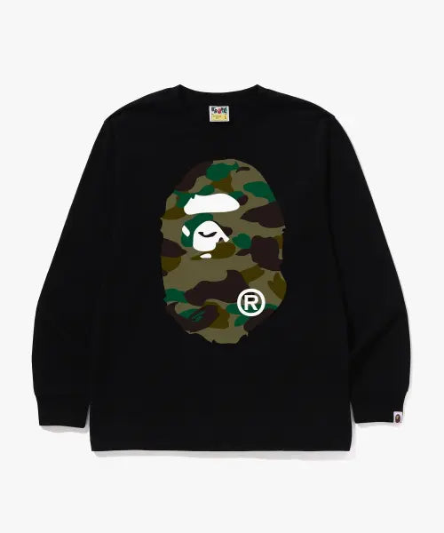 [BAPE] First Camo Big Ape Head Long Sleeve T-Shirt (M) Black/Green / 퍼스트 카모 빅 에이프 헤드 롱슬리브 티셔츠(M) BLACK/GREEN