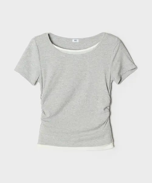[SPAO] Layered Shirring Short Sleeve T-Shirt / 레이어드 셔링 반팔티 (RE)_SPRWG37G30