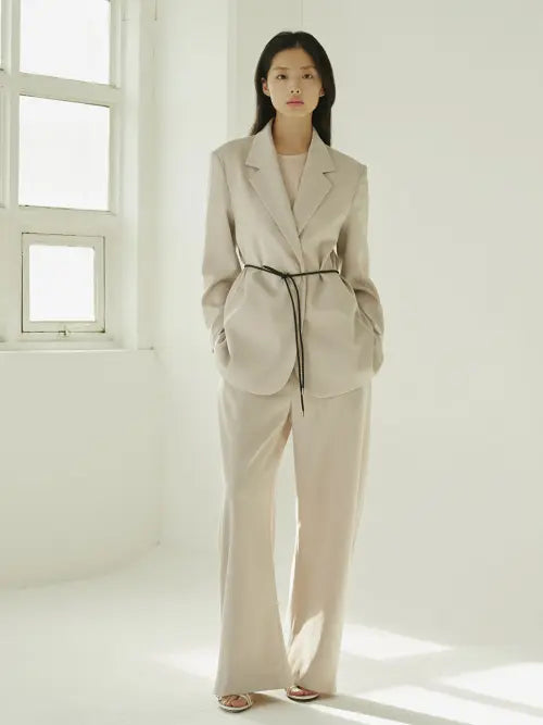 [NOUVE] Tailored Over Fit Jacket Set - Ash Beige / 테일러드 오버핏 자켓 셋업 - 애쉬 베이지/ Tailored Over Fit Jacket Set - A.Beige