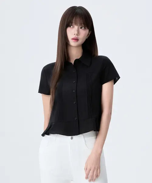 [MIXXO] Peplum Short Sleeve Shirt_MIWYAG701C / 페플럼 반팔 셔츠_MIWYAG701C