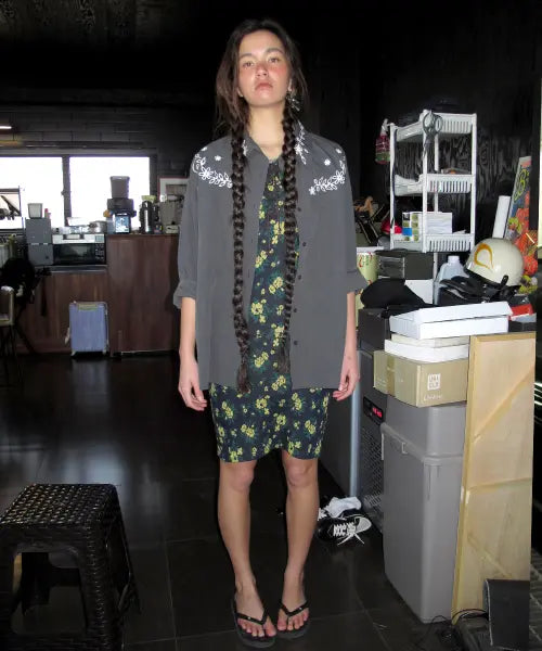 [CENTAUR.KR] FLOWER NEEDLEWORK SHIRTS JACKET_CHARCOAL