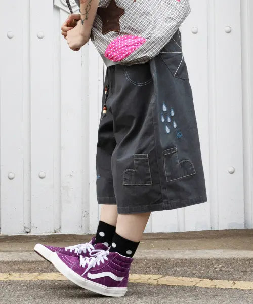 [RuNaKi'Hu'] WXP090 Sitoshito Rainy Day Bermuda Pants (Charcoal) / WXP090 시토시토 장마 버뮤다 팬츠 (CHARCOAL)