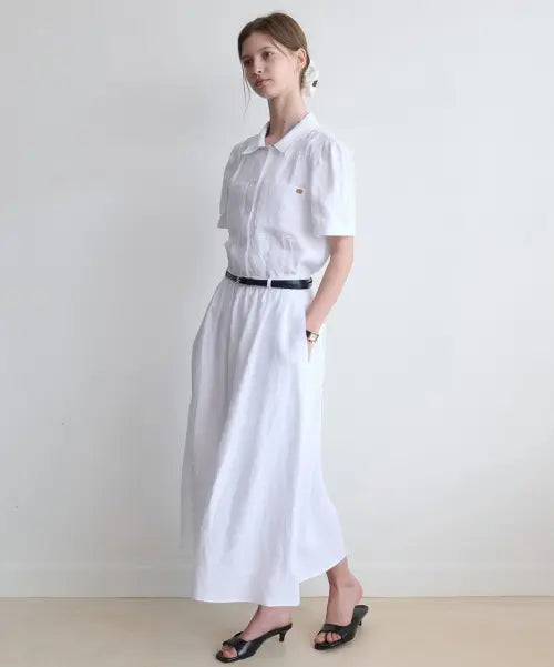[LENAV] Esu Linen Collar Dress (White) / esu 린넨 카라 원피스 (화이트)