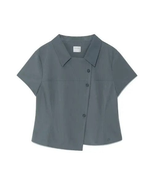[THE COLDEST MOMENT] TCM 3-button stripe half shirt (dusty blue)