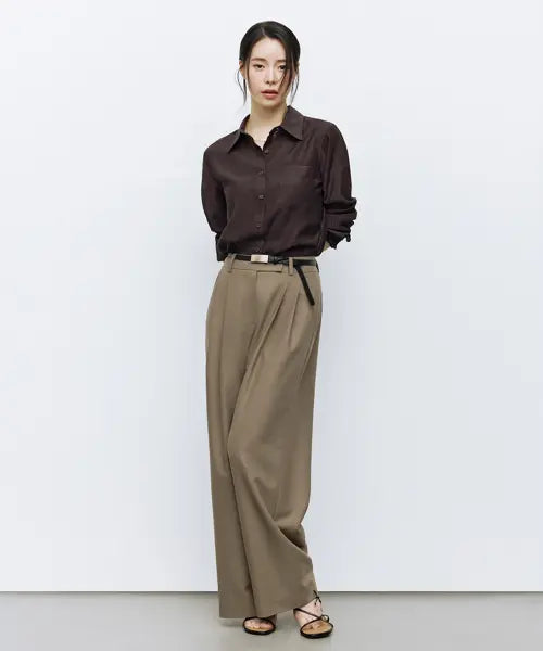 [THEATG] 26SS Square Belted Two-Tuck Pants (Belt Included) / 26SS 스퀘어 벨티드 투턱팬츠 (벨트구성)