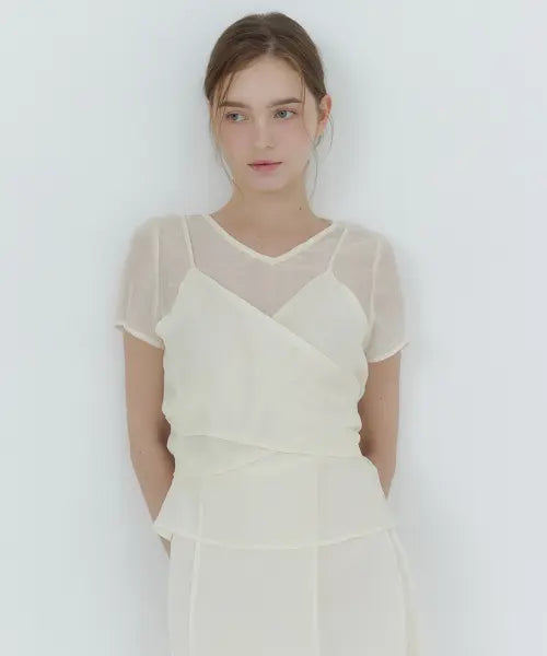 [MICANE] Hebedi Sheer Bustier Blouse / 헤베디 시어 뷔스티에 블라우스