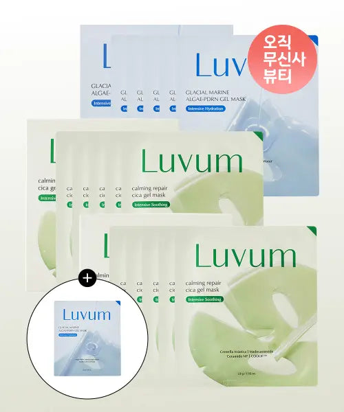 [LUVUM] Soothing Cooling SOS Gel Mask Set: Young Cicca Gel Mask (2 Sheets) + PDRN Cooling Gel Mask (5 Sheets x 1 Pack) + PDRN Gel Mask (1 Sheet) / [여름 진정쿨링 sos 겔팩]  어린시카 겔 마스크 2개 묶음 + PDRN 쿨링 겔 마스크 5매입 1개 (총 15매) + PDRN 겔 마스크 1매