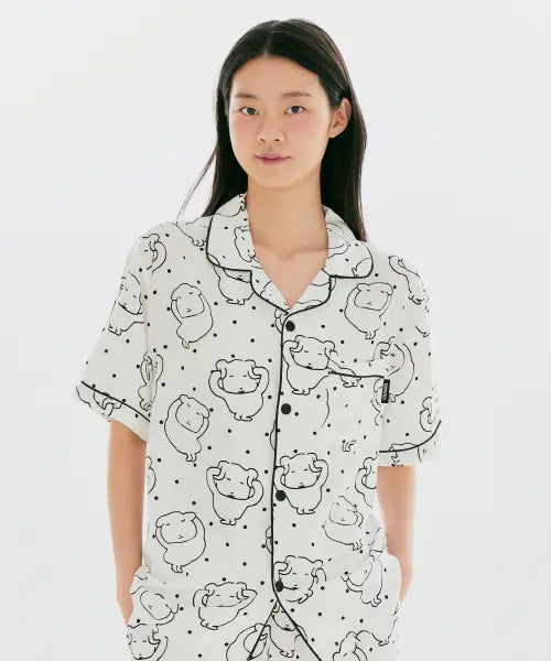 [SPAO] Ganadi Short Sleeve Pajama (White) / [가나디] 반팔 파자마(WHITE)_SPPPG25U06