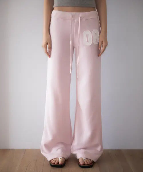 [ROSEFRANTZ] Patchwork Bootcut Sweatpants [Pink]