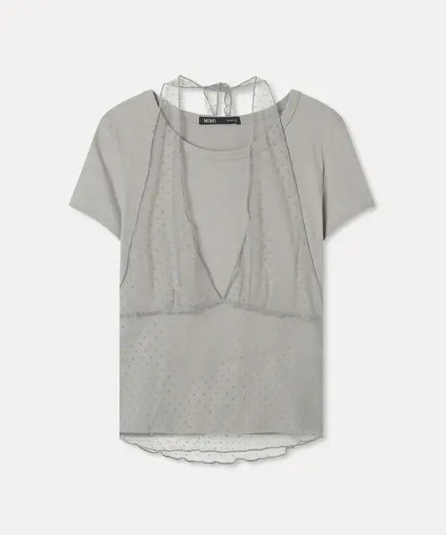 [MIXXO] Mesh Layered Short Sleeve T-Shirt / 매쉬 레이어드 반팔 티셔츠