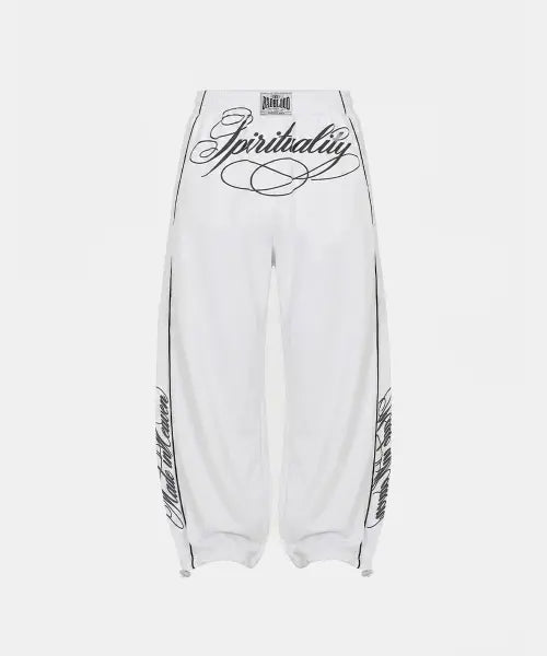 [BADBLOOD] 90’s Vintage Club Curved Joggers - White / 90s 빈티지 클럽 커브드 조거 - 화이트