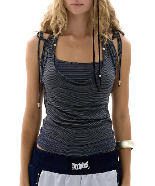 [2000ARCHIVES] HINA DRAPED HALTER TOP (BLACK)