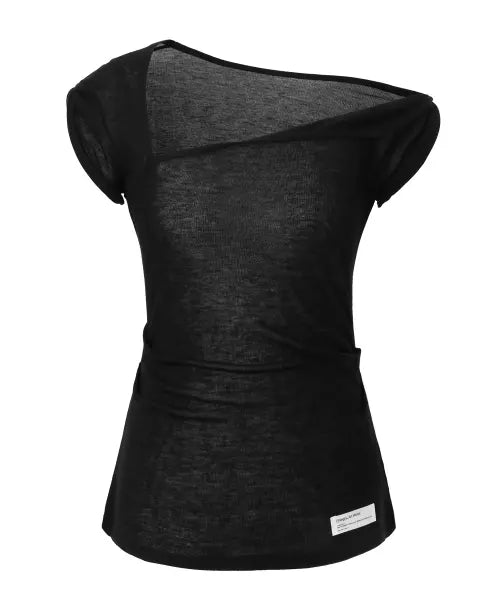 [INEGI] Flip Sheer One Shoulder Top (black)