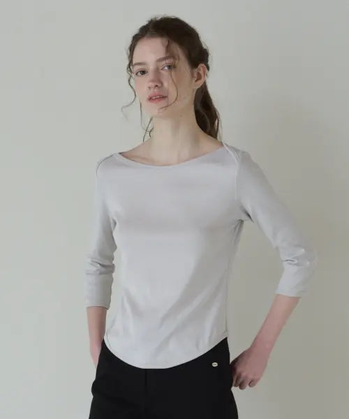 [TTUDEMENT] 50s EMBROIDERED 3/4 SLEEVE T-SHIRT_LIGHT GREY