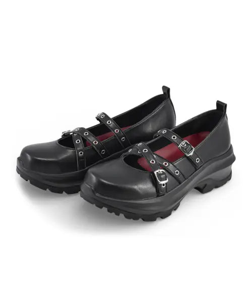 [YASE] [ENTRY] Cowhide Platform Mary Jane Double Strap X / [ENTRY] 카우하이드 플랫폼 메리제인 더블스트랩 X