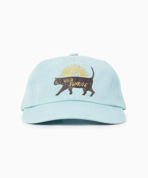 [HELLO SUNRISE] Washed VTG Cat Logo 6panel Cap_Soft Teal