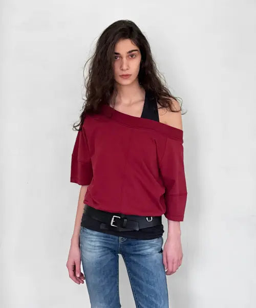[SANDRIC] Multi-Neck Tee_Wine