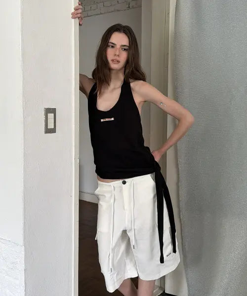 [APPAREL ARCHIVE] Dew layered halter top - Black
