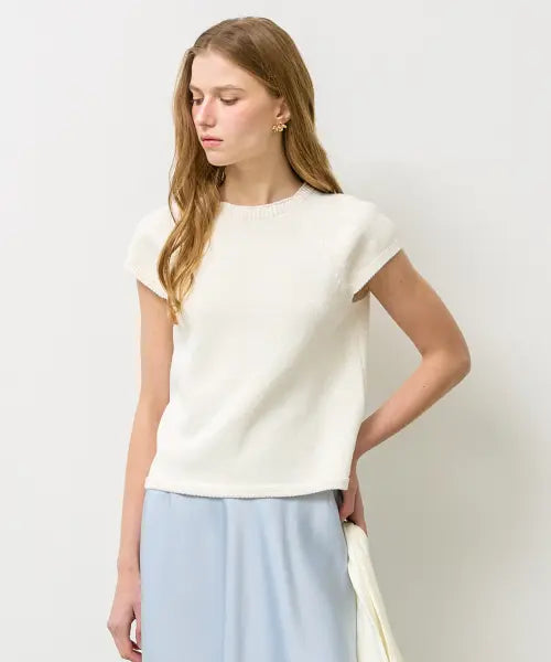 [NEW LOOKY] Feminine short-sleeved knit_Ivory