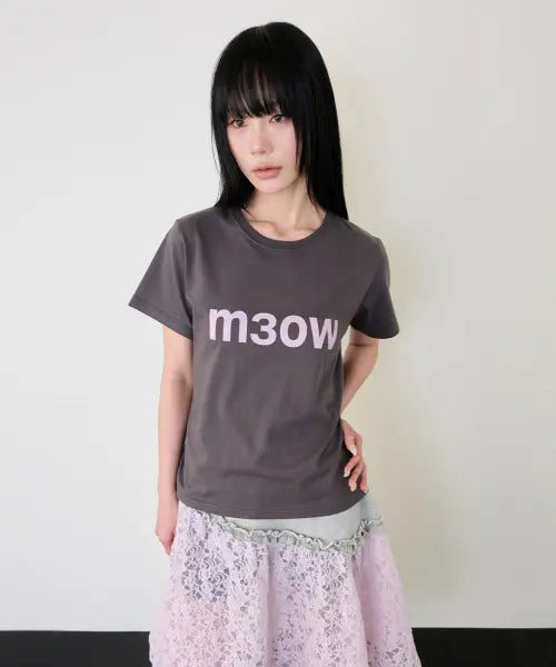 [ITZAVIBE] M3OW SLIM T SHIRT - CHARCOAL